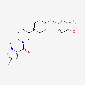 molecular formula C23H31N5O3 B6084041 1-(1,3-benzodioxol-5-ylmethyl)-4-{1-[(1,3-dimethyl-1H-pyrazol-5-yl)carbonyl]-3-piperidinyl}piperazine 