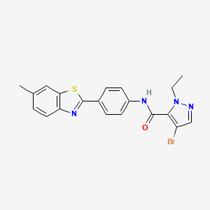 molecular formula C20H17BrN4OS B6084057 4-bromo-1-ethyl-N-[4-(6-methyl-1,3-benzothiazol-2-yl)phenyl]-1H-pyrazole-5-carboxamide 