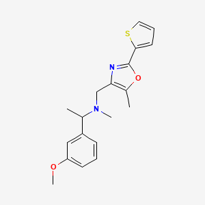 molecular formula C19H22N2O2S B6084066 1-(3-methoxyphenyl)-N-methyl-N-{[5-methyl-2-(2-thienyl)-1,3-oxazol-4-yl]methyl}ethanamine 