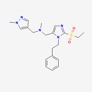 molecular formula C20H27N5O2S B6084081 1-[2-(ethylsulfonyl)-1-(2-phenylethyl)-1H-imidazol-5-yl]-N-methyl-N-[(1-methyl-1H-pyrazol-4-yl)methyl]methanamine 