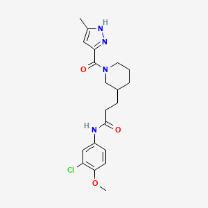 molecular formula C20H25ClN4O3 B6084097 N-(3-chloro-4-methoxyphenyl)-3-{1-[(5-methyl-1H-pyrazol-3-yl)carbonyl]-3-piperidinyl}propanamide 