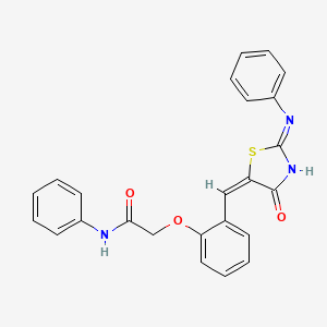 molecular formula C24H19N3O3S B6084115 2-(2-{[4-oxo-2-(phenylimino)-1,3-thiazolidin-5-ylidene]methyl}phenoxy)-N-phenylacetamide 