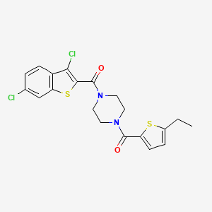 molecular formula C20H18Cl2N2O2S2 B6084139 1-[(3,6-dichloro-1-benzothien-2-yl)carbonyl]-4-[(5-ethyl-2-thienyl)carbonyl]piperazine 