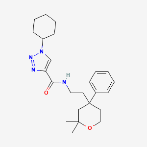 molecular formula C24H34N4O2 B6084156 1-cyclohexyl-N-[2-(2,2-dimethyl-4-phenyltetrahydro-2H-pyran-4-yl)ethyl]-1H-1,2,3-triazole-4-carboxamide 