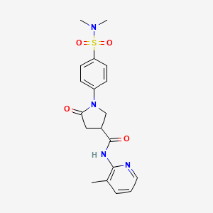 molecular formula C19H22N4O4S B6084181 1-{4-[(dimethylamino)sulfonyl]phenyl}-N-(3-methyl-2-pyridinyl)-5-oxo-3-pyrrolidinecarboxamide 