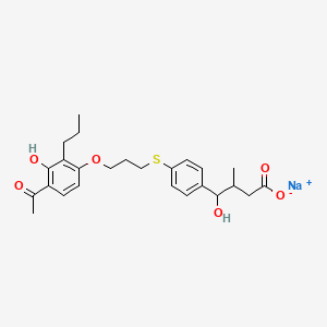 molecular formula C25H31NaO6S B608421 Sodium 4-(4-{[3-(4-acetyl-3-hydroxy-2-propylphenoxy)propyl]sulfanyl}phenyl)-4-hydroxy-3-methylbutanoate CAS No. 91541-81-0