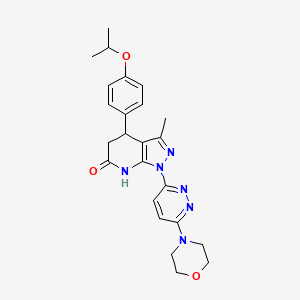 molecular formula C24H28N6O3 B6084211 4-(4-isopropoxyphenyl)-3-methyl-1-[6-(4-morpholinyl)-3-pyridazinyl]-1,4,5,7-tetrahydro-6H-pyrazolo[3,4-b]pyridin-6-one 