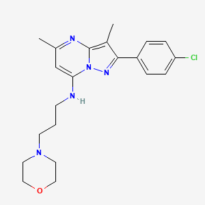 molecular formula C21H26ClN5O B6084221 2-(4-chlorophenyl)-3,5-dimethyl-N-[3-(4-morpholinyl)propyl]pyrazolo[1,5-a]pyrimidin-7-amine 