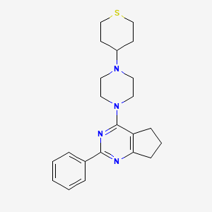 molecular formula C22H28N4S B6084258 2-phenyl-4-[4-(tetrahydro-2H-thiopyran-4-yl)-1-piperazinyl]-6,7-dihydro-5H-cyclopenta[d]pyrimidine 