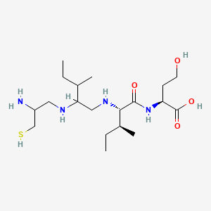 molecular formula C19H40N4O4S B608429 N-(2-(3-Mercapto-2-aminopropylamino)-3-methylpentyl)isoleucyl-homoserine CAS No. 149756-20-7