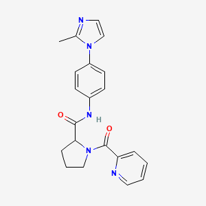 molecular formula C21H21N5O2 B6084294 N-[4-(2-methyl-1H-imidazol-1-yl)phenyl]-1-(2-pyridinylcarbonyl)prolinamide 