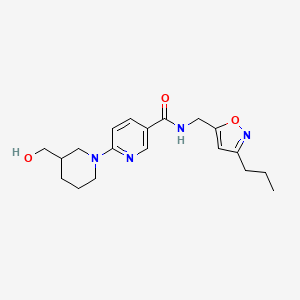 molecular formula C19H26N4O3 B6084302 6-[3-(hydroxymethyl)-1-piperidinyl]-N-[(3-propyl-5-isoxazolyl)methyl]nicotinamide 