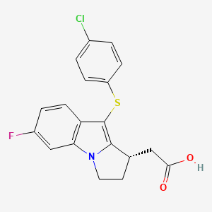 molecular formula C19H15ClFNO2S B608434 1H-Pyrrolo(1,2-a)indole-1-acetic acid, 9-((4-chlorophenyl)thio)-6-fluoro-2,3-dihydro-, (1S)- CAS No. 860033-06-3