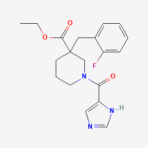 molecular formula C19H22FN3O3 B6084365 ethyl 3-(2-fluorobenzyl)-1-(1H-imidazol-4-ylcarbonyl)-3-piperidinecarboxylate 