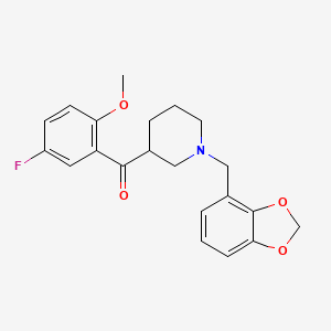 molecular formula C21H22FNO4 B6084400 [1-(1,3-benzodioxol-4-ylmethyl)-3-piperidinyl](5-fluoro-2-methoxyphenyl)methanone 