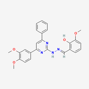 molecular formula C26H24N4O4 B6084411 2-hydroxy-3-methoxybenzaldehyde [4-(3,4-dimethoxyphenyl)-6-phenyl-2-pyrimidinyl]hydrazone 