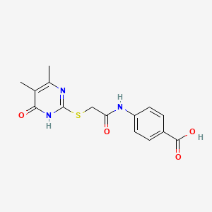 molecular formula C15H15N3O4S B6084434 4-({[(4-hydroxy-5,6-dimethyl-2-pyrimidinyl)thio]acetyl}amino)benzoic acid 