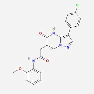 molecular formula C21H19ClN4O3 B6084445 2-[3-(4-chlorophenyl)-5-oxo-4,5,6,7-tetrahydropyrazolo[1,5-a]pyrimidin-6-yl]-N-(2-methoxyphenyl)acetamide 