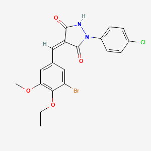 molecular formula C19H16BrClN2O4 B6084457 4-(3-bromo-4-ethoxy-5-methoxybenzylidene)-1-(4-chlorophenyl)-3,5-pyrazolidinedione 