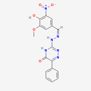 molecular formula C17H14N6O5 B6084471 4-hydroxy-3-methoxy-5-nitrobenzaldehyde (5-oxo-6-phenyl-4,5-dihydro-1,2,4-triazin-3-yl)hydrazone 