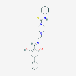 molecular formula C26H36N4O2S B6084476 N-cyclohexyl-4-(2-{[(2,6-dioxo-4-phenylcyclohexylidene)methyl]amino}ethyl)-1-piperazinecarbothioamide 