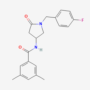 molecular formula C20H21FN2O2 B6084477 N-[1-(4-fluorobenzyl)-5-oxo-3-pyrrolidinyl]-3,5-dimethylbenzamide 