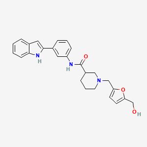 molecular formula C26H27N3O3 B6084501 1-{[5-(hydroxymethyl)-2-furyl]methyl}-N-[3-(1H-indol-2-yl)phenyl]-3-piperidinecarboxamide 