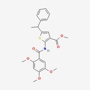 molecular formula C24H25NO6S B6084565 methyl 5-(1-phenylethyl)-2-[(2,4,5-trimethoxybenzoyl)amino]-3-thiophenecarboxylate 