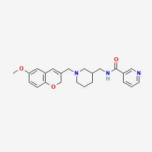 molecular formula C23H27N3O3 B6084566 N-({1-[(6-methoxy-2H-chromen-3-yl)methyl]-3-piperidinyl}methyl)nicotinamide 