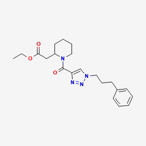 molecular formula C21H28N4O3 B6084622 ethyl (1-{[1-(3-phenylpropyl)-1H-1,2,3-triazol-4-yl]carbonyl}-2-piperidinyl)acetate 