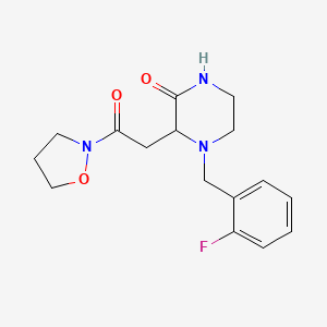molecular formula C16H20FN3O3 B6084640 4-(2-fluorobenzyl)-3-[2-(2-isoxazolidinyl)-2-oxoethyl]-2-piperazinone 