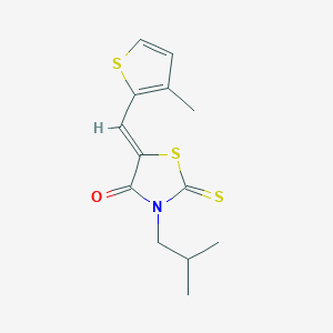 molecular formula C13H15NOS3 B6084653 3-isobutyl-5-[(3-methyl-2-thienyl)methylene]-2-thioxo-1,3-thiazolidin-4-one 