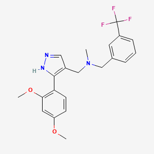 molecular formula C21H22F3N3O2 B6084668 1-[3-(2,4-dimethoxyphenyl)-1H-pyrazol-4-yl]-N-methyl-N-[3-(trifluoromethyl)benzyl]methanamine 
