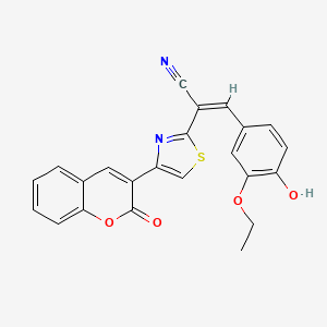 molecular formula C23H16N2O4S B6084679 3-(3-ethoxy-4-hydroxyphenyl)-2-[4-(2-oxo-2H-chromen-3-yl)-1,3-thiazol-2-yl]acrylonitrile 