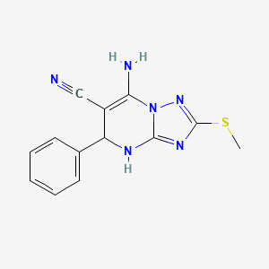 molecular formula C13H12N6S B6084713 7-amino-2-(methylthio)-5-phenyl-4,5-dihydro[1,2,4]triazolo[1,5-a]pyrimidine-6-carbonitrile 
