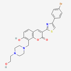 3-[4-(4-bromophenyl)-1,3-thiazol-2-yl]-7-hydroxy-8-{[4-(2-hydroxyethyl)-1-piperazinyl]methyl}-2H-chromen-2-one