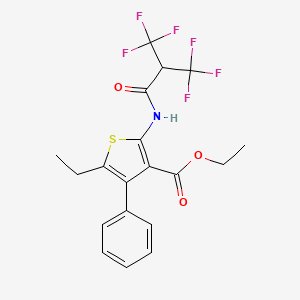 molecular formula C19H17F6NO3S B6084765 ethyl 5-ethyl-4-phenyl-2-{[3,3,3-trifluoro-2-(trifluoromethyl)propanoyl]amino}thiophene-3-carboxylate 