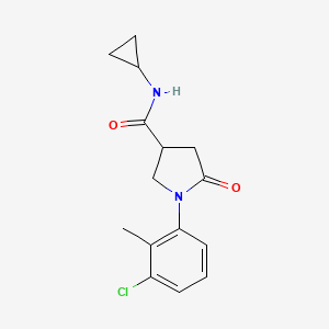 molecular formula C15H17ClN2O2 B6084775 1-(3-chloro-2-methylphenyl)-N-cyclopropyl-5-oxo-3-pyrrolidinecarboxamide 