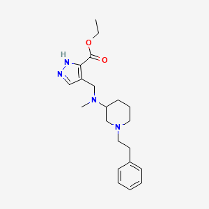 ethyl 4-({methyl[1-(2-phenylethyl)-3-piperidinyl]amino}methyl)-1H-pyrazole-3-carboxylate