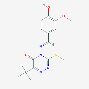 molecular formula C16H20N4O3S B6084800 6-tert-butyl-4-[(4-hydroxy-3-methoxybenzylidene)amino]-3-(methylthio)-1,2,4-triazin-5(4H)-one 
