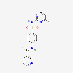 molecular formula C18H17N5O3S B6084827 N-(4-{[(4,6-dimethyl-2-pyrimidinyl)amino]sulfonyl}phenyl)nicotinamide 
