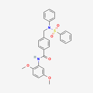 molecular formula C28H26N2O5S B6084860 N-(2,5-dimethoxyphenyl)-4-{[phenyl(phenylsulfonyl)amino]methyl}benzamide 