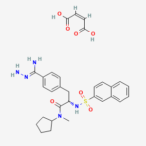molecular formula C30H35N5O7S B608490 苯甲酸亚胺，4-((2S)-3-(环戊基甲基氨基)-2-((2-萘磺酰)氨基)-3-氧代丙基)-，酰肼，(2Z)-2-丁烯二酸酯 (1:1) CAS No. 911683-33-5