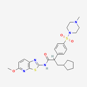 molecular formula C26H33N5O4S2 B608493 Benzeneacetamide, alpha-(cyclopentylmethyl)-N-(5-methoxythiazolo[5,4-b]pyridin-2-yl)-4-[(4-methyl-1-piperazinyl)sulfonyl]-, (alphaR)- CAS No. 866772-52-3