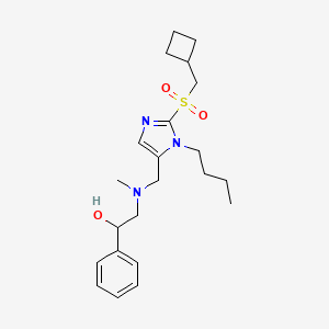 molecular formula C22H33N3O3S B6084930 2-[({1-butyl-2-[(cyclobutylmethyl)sulfonyl]-1H-imidazol-5-yl}methyl)(methyl)amino]-1-phenylethanol 