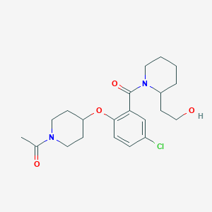 molecular formula C21H29ClN2O4 B6084947 2-(1-{2-[(1-acetyl-4-piperidinyl)oxy]-5-chlorobenzoyl}-2-piperidinyl)ethanol 