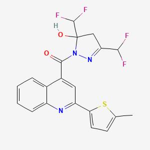 molecular formula C20H15F4N3O2S B6084970 3,5-bis(difluoromethyl)-1-{[2-(5-methyl-2-thienyl)-4-quinolinyl]carbonyl}-4,5-dihydro-1H-pyrazol-5-ol 