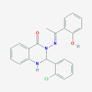 molecular formula C22H18ClN3O2 B6085051 2-(2-chlorophenyl)-3-{[1-(2-hydroxyphenyl)ethylidene]amino}-2,3-dihydro-4(1H)-quinazolinone 