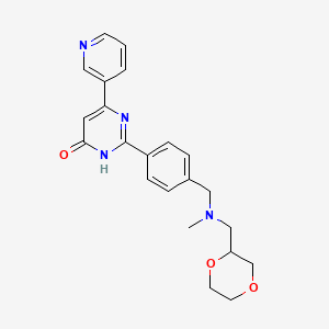 molecular formula C22H24N4O3 B6085054 2-(4-{[(1,4-dioxan-2-ylmethyl)(methyl)amino]methyl}phenyl)-6-pyridin-3-ylpyrimidin-4(3H)-one 
