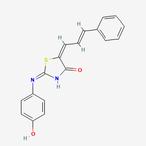 molecular formula C18H14N2O2S B6085058 2-[(4-hydroxyphenyl)imino]-5-(3-phenyl-2-propen-1-ylidene)-1,3-thiazolidin-4-one 